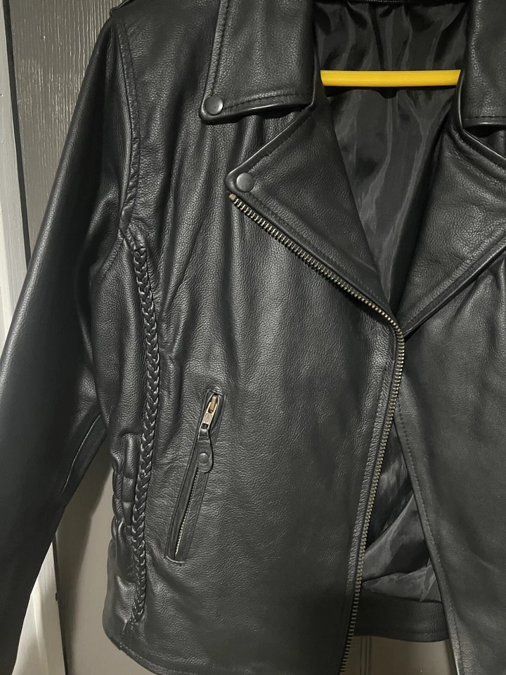Woman biker leather gallery jacket motorcycle - Image 2 of 4