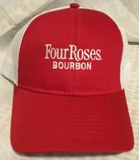 Four Roses Bourbon Hat/Cap Mesh Adjustable SnapBack - Red & White 