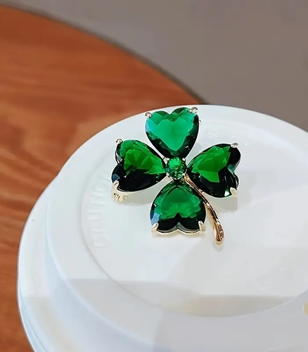 St. Patrick's Day Four leaf clover brooch - 4 variations of Art deco Style Pin - Picture 3 of 27