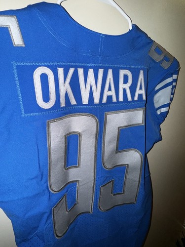 2018 TEAM ISSUED DETRIOT LIONS FOOTBALL JERSEY ROMEO OKWARA NOTRE DAME FOOTBALL - Picture 3 of 8