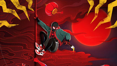 Superheroes spiderman into the spider verse Stitched Gaming Mat Desk 17475