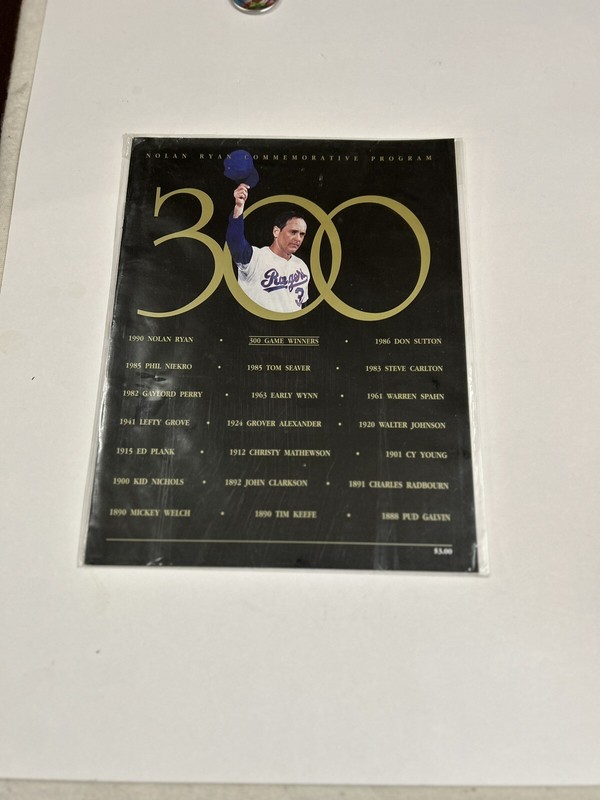 Nolan Ryan Commemorative Program 300 Game Winners