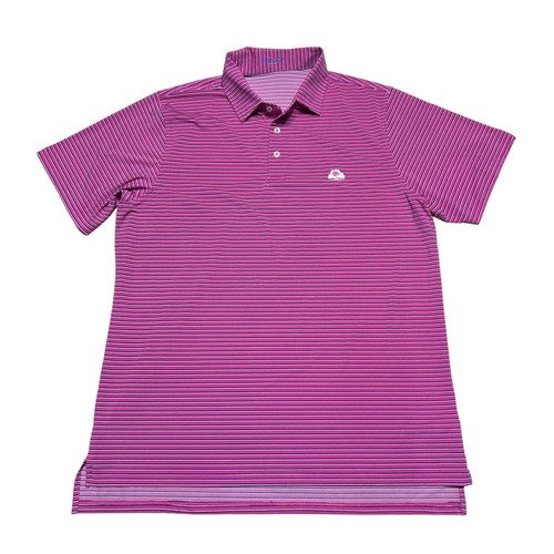 Draddy Sport Polo Shirt Mens Large Pink Striped Performance Golf Stretch Casual