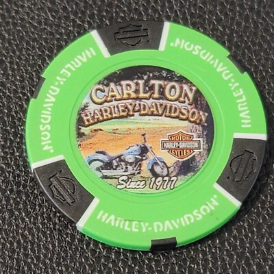 CARLTON HD ~ OHIO (Neon Green/Black Full Color) Harley Davidson Poker Chip