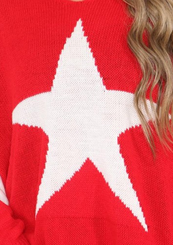 Ladies Long Sleeve Star Print Sweater Women Knitted Tunic Winter Warm Jumper - Picture 29 of 32