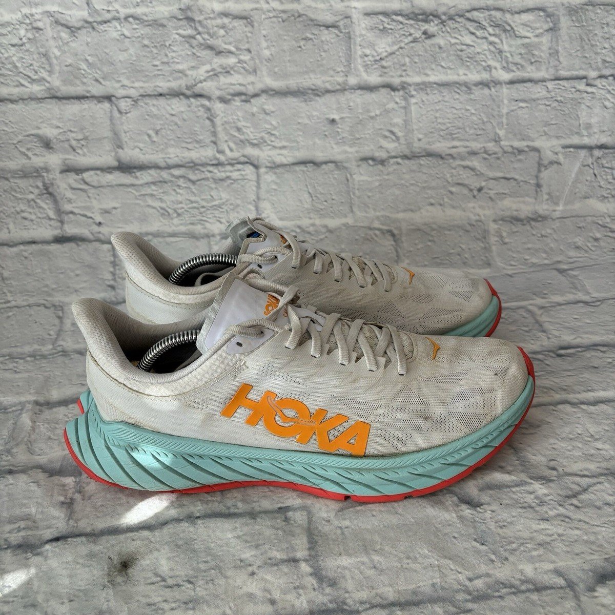 Hoka One One Carbon X 2 White Blazing Orange Running Shoes 1113526