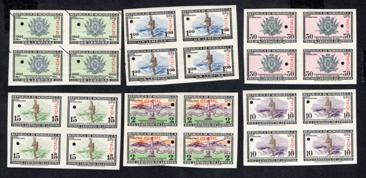 Honduras 1957 blocks of stamps Mi#189-198 PROOF RR MNH