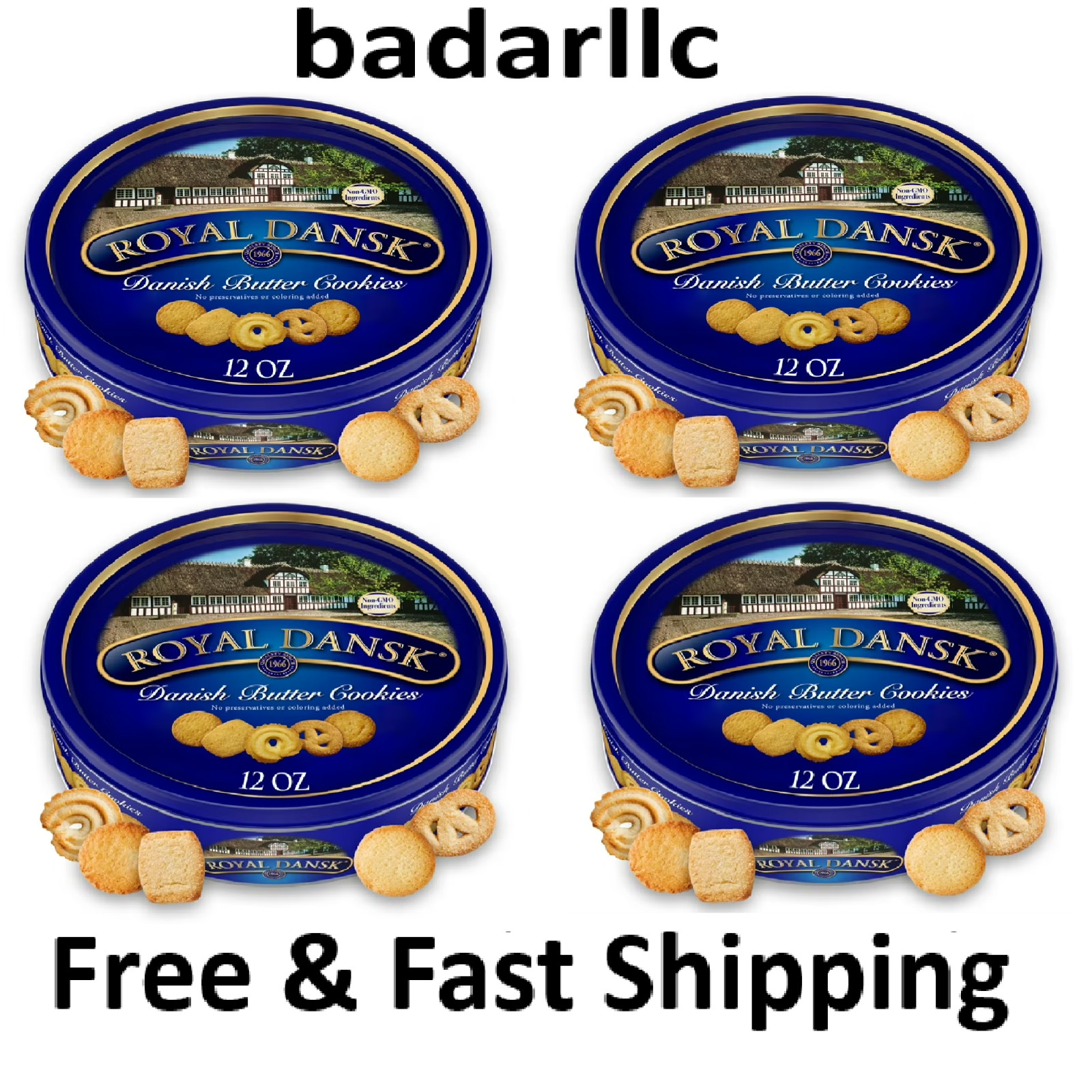 Royal Dansk Danish Cookie Selection, No Preservatives or Coloring, 12oz(4 Pack)