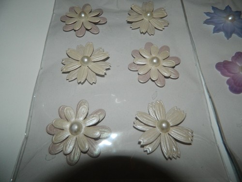 Set of 6 PAPER CRAFT Dimensional Stickers Flowers Pearl Centers* New in Package - Picture 3 of 4