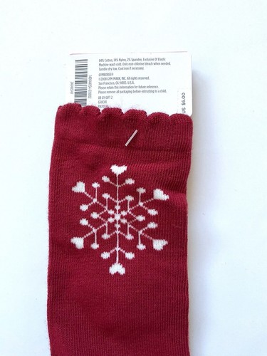 NWT Gymboree 2008 WINTER SNOWFLAKE Holiday Red Snowflake socks 3 4 5 6 7 8 9 10 - Picture 3 of 3