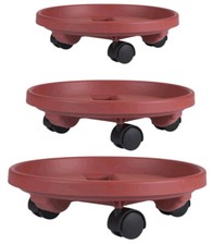 Plastic Plant Pot Caddy Wheels Stopper Round Wheeled Planter Trolley Mover Stand