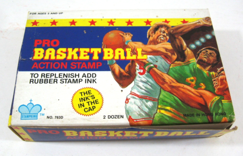 Vintage Pro Basketball Stamper Set W/ 24 Ink Stampers Unused Stampking Orig Box - Afbeelding 1 van 6