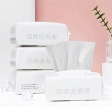 50pcs Soft Disposable Facial Towelettes – Dry/Wet Face Tissue for Cleansing-NEW