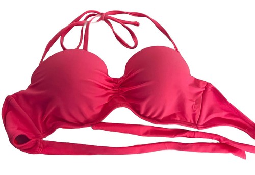 California Waves Women's Bikini Bathing Suit Swim Top Pink Strappy Push Up Small