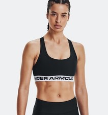 NWT Women's Under Armour Black Crossback Compression Mid Impact Sports Bra