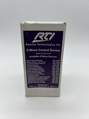 New RTI Master Switch - No Neutral ZWL-MXS-W 10-210597-25
