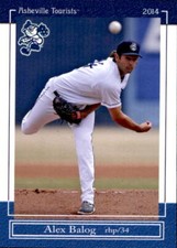 2014 Asheville Tourists Grandstand #1 Alex Balog Saratoga California CA Card