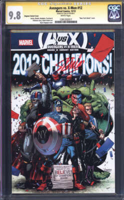 AVENGERS VS. X-MEN #12 CGC 9.8 WHITE PAGES // NY GIANTS COVER +
