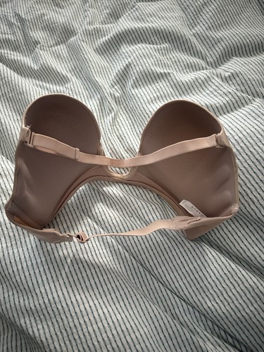 Size 32 E Wonderbra Hanes Ultimate Strapless Push Up Bra Nude Sand Beige - Picture 2 of 8
