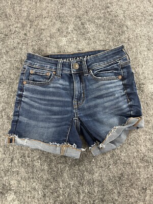 AMERICAN EAGLE Shorts Womens 00 Denim Cut Of Midi Jean Blue N236