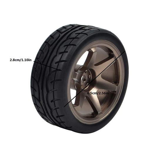 4Pcs Aluminum Wheels Rim 12mm Tires Hex for 1:10 RC On Road Drift Racing Car - Picture 6 of 14