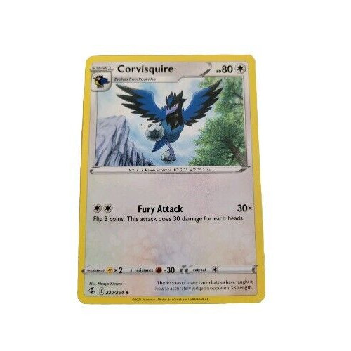 Pokemon Fusion Strike Corvisquire Uncommon Trading Card 220/264 (F1