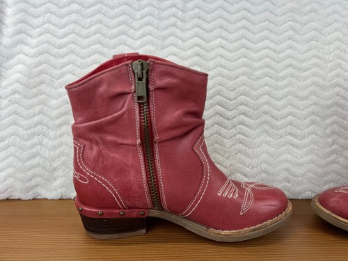 Sundance Womens Etta Ankle Boots Western Leather Cowgirl Size 6-6.5/37 Cherry - Picture 8 of 18