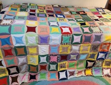 RARE Vintage Reversible CATHERAL WINDOWS QUILT Hand Made VIBRANT COLORS Superb