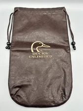 Imitation Leather Vinyl Embroidered Ducks Unlimited Drawstring Bag 11" x 19"
