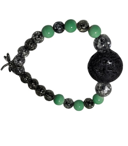 Handmade Bracelet Beaded Lava Natural Stone Beaded Bracelet Stretchy Bracelet - 第 4/8 張圖片