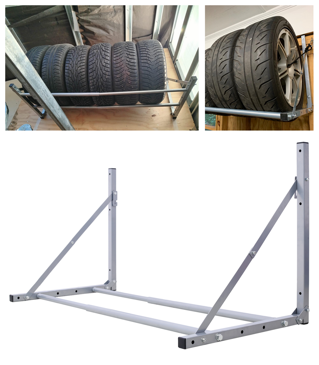 Wall-Mounted Folding Tire Storage Loft Rack 300lbs Capacity