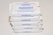 5 Safe-N-Simple Peri-Stoma Cleanser Adhesive Remover 50 Thick Soft Moist Wipes