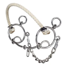 Combination Rope Nose and Sliding Snaffle Mouth Bit with Curb Chain