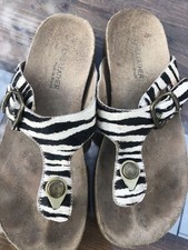 SIZE UK 5 EU 38 US 7 STRIPED HORSE HAIR FLIP FLOP SLIDERS SANDALS FLATS 0.5"