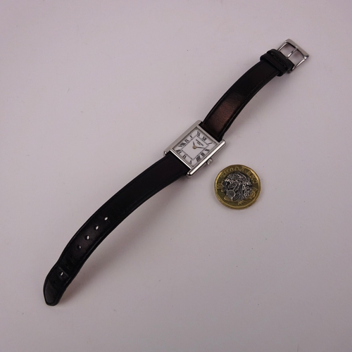 Raymond Weil 5766 Tank Watch Stainless Steel Black Leather Strap Ladies 21mm - Picture 6 of 19