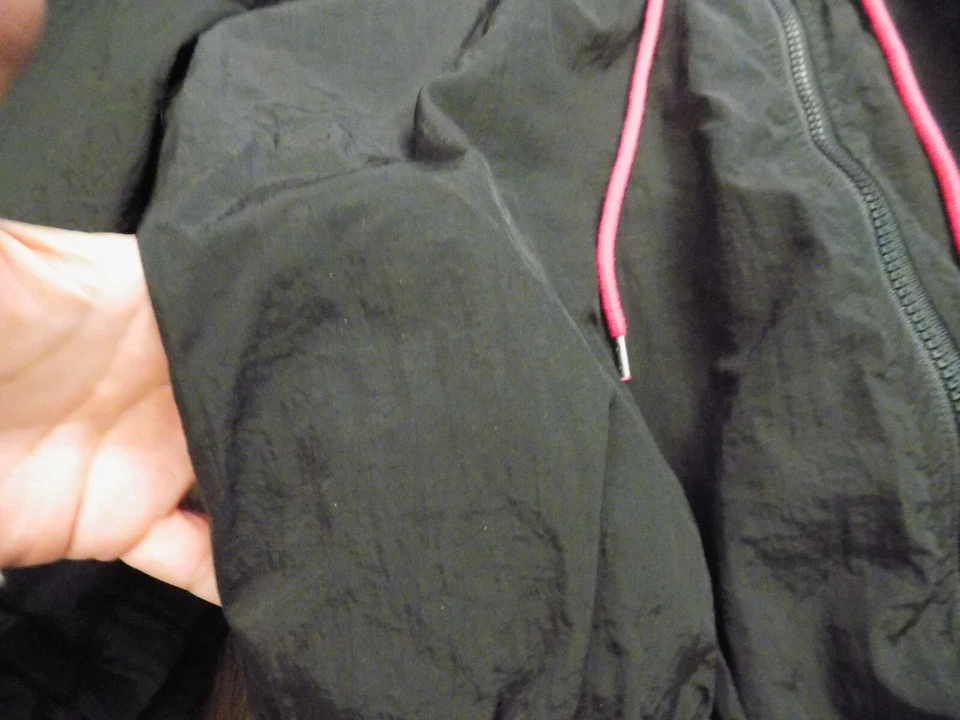 Rue 21 Retro Black Purple Hit Pink Vibes Windbreaker Jacket Full Zip Hoodie sz S - Image 4 of 4