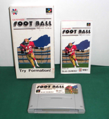 SNES -- ULTIMATE FOOT BALL -- Box, Manual. Super famicom. Japan game. 12829