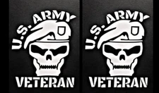 Army Veteran Military Two 5" White Vinyl Decal Car Truck Windows Laptop Notebook