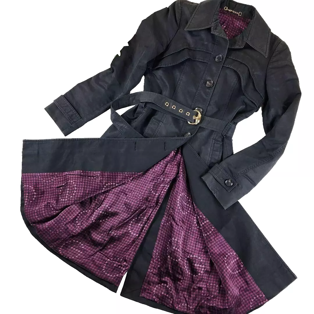 Manteau trench GUCCI GG motif pied de poule ceinturé quincaillerie dorée taille L occasion