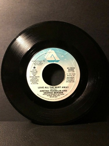 1981 PROMO Aretha Franklin & George Benson LOVE ALL THE HURT AWAY (45RPM) (J227) - Picture 3 of 3