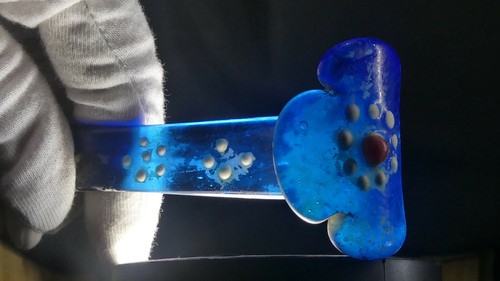 Chinesisches buddhistisches blaues Glas Zepter Lingzhi Ruyi "Wie Sie wünschen" Zepter - Bild 8 von 8