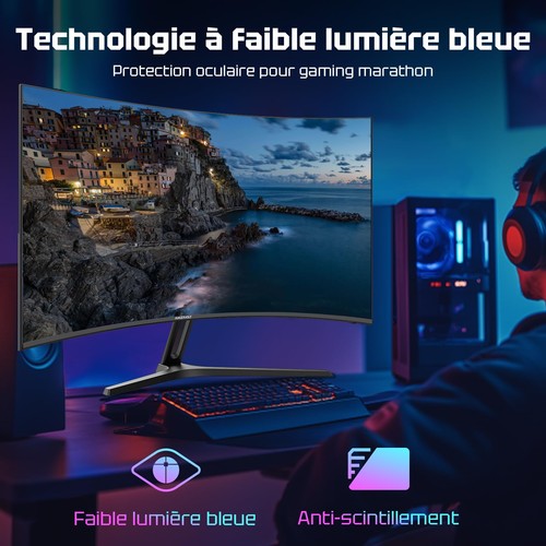 Ecran PC Gamer Incurvé 27 Pouces - 240Hz FHD 1920x1080 1ms MPRT sRGB 130% Ant... - Afbeelding 7 van 7