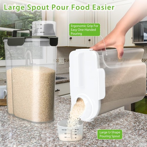 Rice Storage Container, 5 to 10lb Dry Food Airtight Dispenser, Pet Dog Cat Fo... - Picture 3 of 7