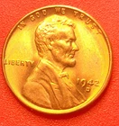 1942-D Lincoln Wheat Cent Penny GEM RED BU From an Original Bank Roll