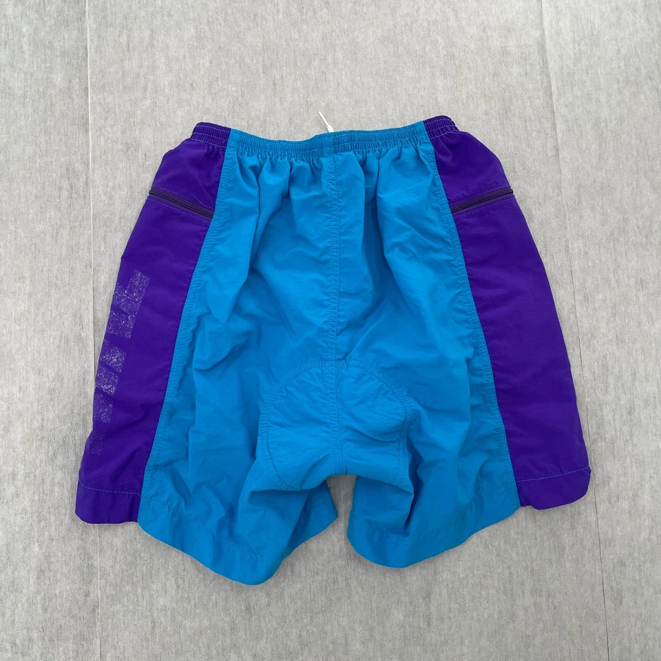 Pantalones Cortos de Ciclismo VINTAGE Nike Para Mujer Grandes Azul Púrpura Acolchados Damas Años 90 Foto 2 de 4