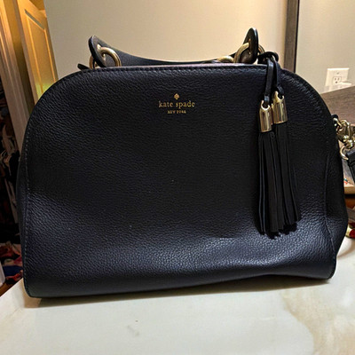Kate Spade New York Black Pebbled Crossbody Bag Zip Tassel Gold Hardware