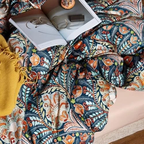  Синий одеяло комплект розовый пейсли узор цветочный постельное белье королева 029 пейсли - Изображение 3 из 4