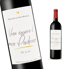- Set Da 2 Etichette Bottiglia Di Vino Padrino - "Vuoi Essere Il Mio Padrino?" (