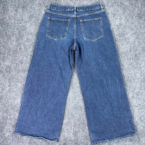 S.O.N.G. Women Dark Wash Wide Leg High Rise Cotton Denim Jeans Size 11/30 - Afbeelding 2 van 9