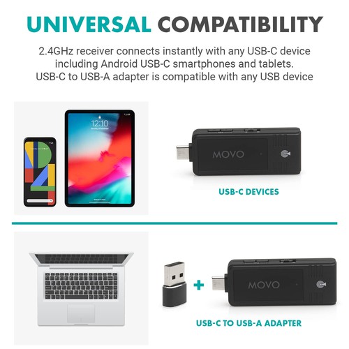 Movo WMX-1-UH Microphono auricolare wireless USB-C - Microph auricolare wireless USB-- - Foto 5 di 7